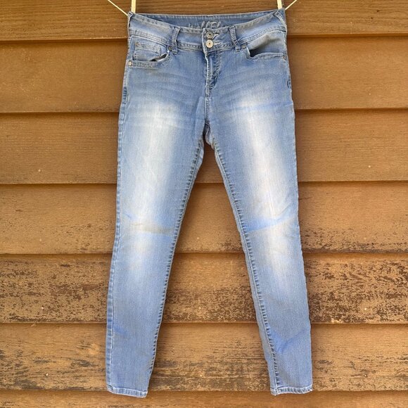Wallflower Denim - Wallflower Womens Light Wash Skinny Jeans Mid-Rise Stretch Denim Size 7